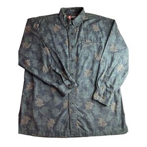 Chaps X Ralph Lauren Men's Size Large Black Leaf Pattern Button Down Shirt